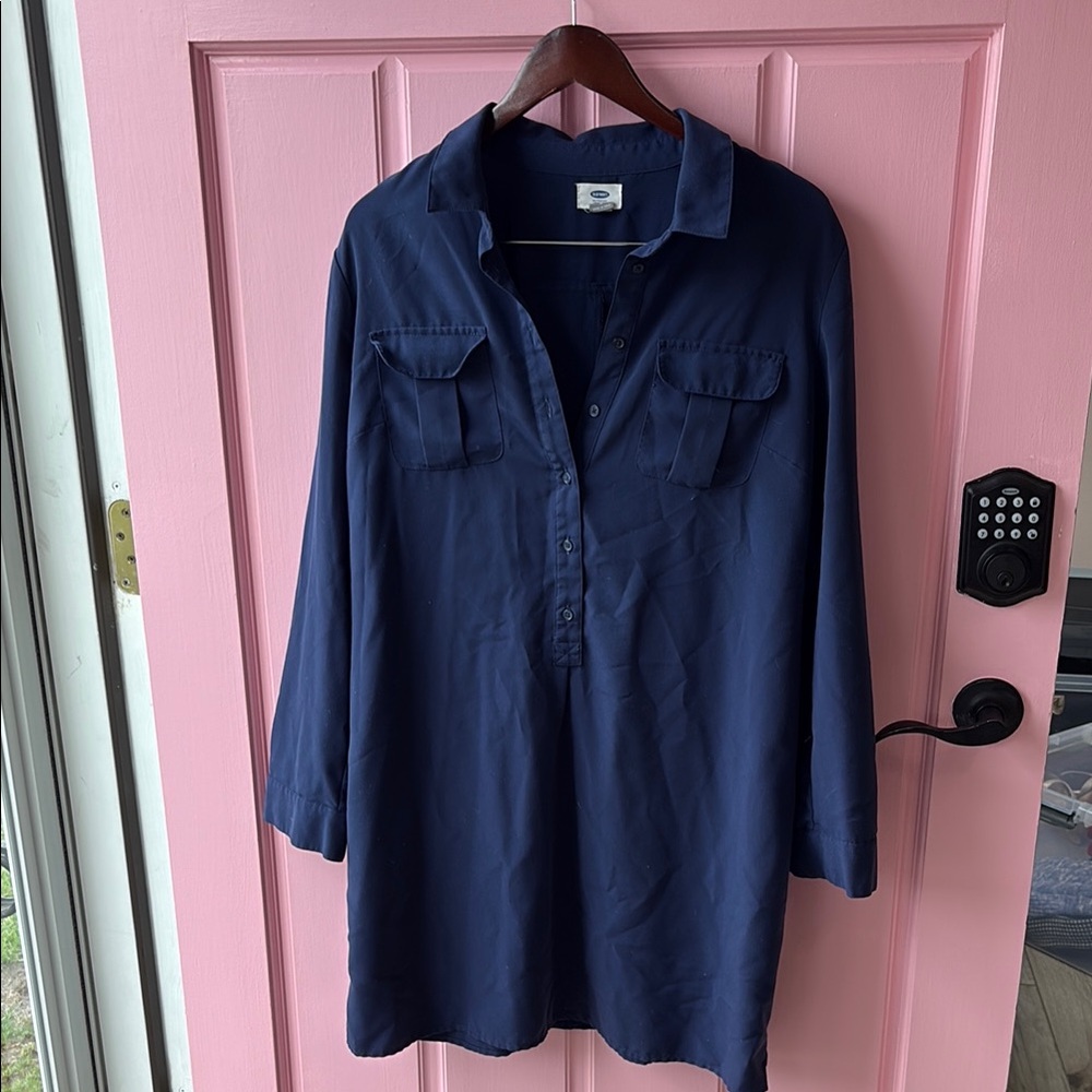 Old Navy Deep Blue Shirt Dress